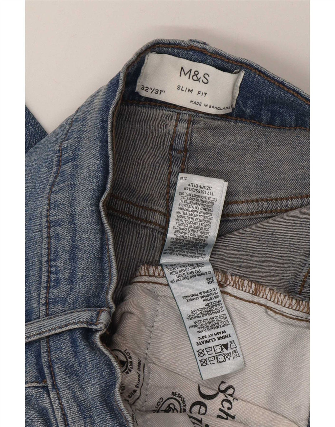Ανδρικό Slim Jeans Marks & Spencer W32 L31 Blue Cotton