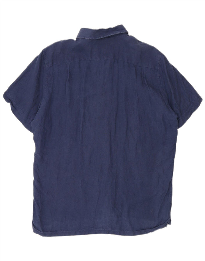 Ανδρικό πουκάμισο Lacoste με κοντό μανίκι κανονικό νούμερο 40 Medium Navy Blue