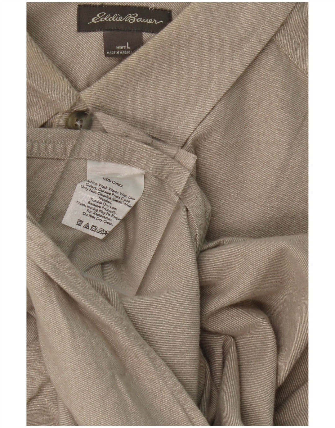 EDDIE BAUER Ανδρικό πουκάμισο Relaxed Fit Large Beige Βαμβακερό
