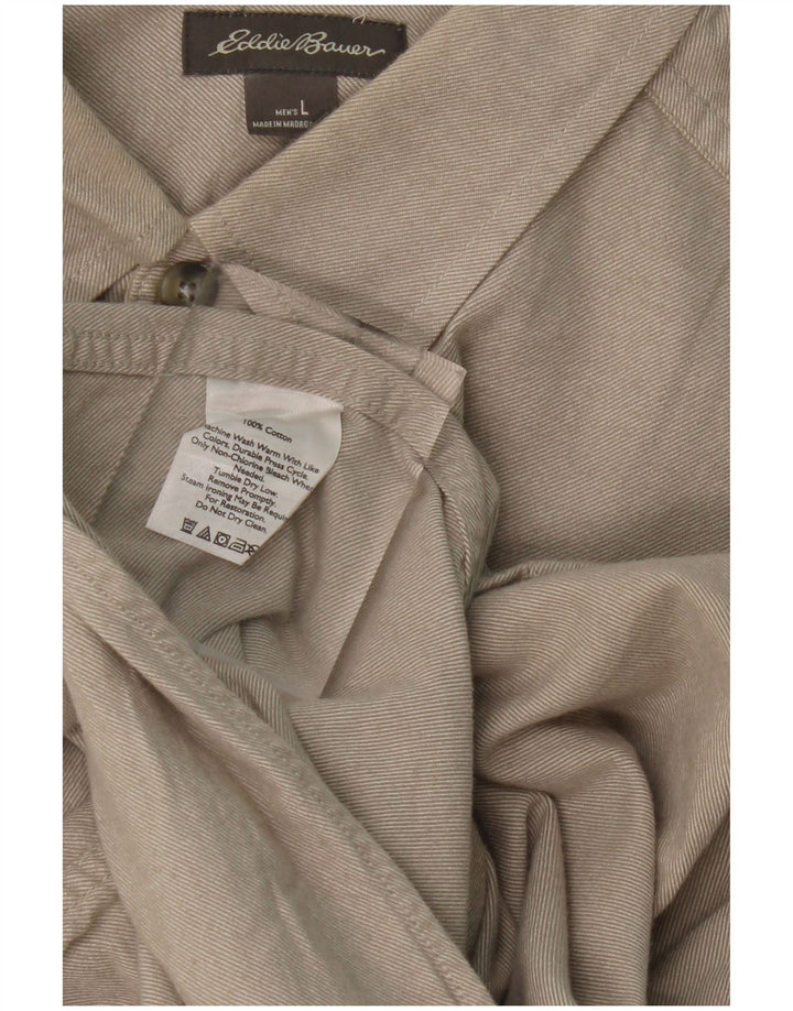 EDDIE BAUER Ανδρικό πουκάμισο Relaxed Fit Large Beige Βαμβακερό