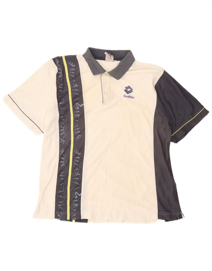 Ανδρικό μπλουζάκι ράγκμπι πόλο LOTTO UK 40/42 μεγάλο λευκό χρώμα πολυεστέρα