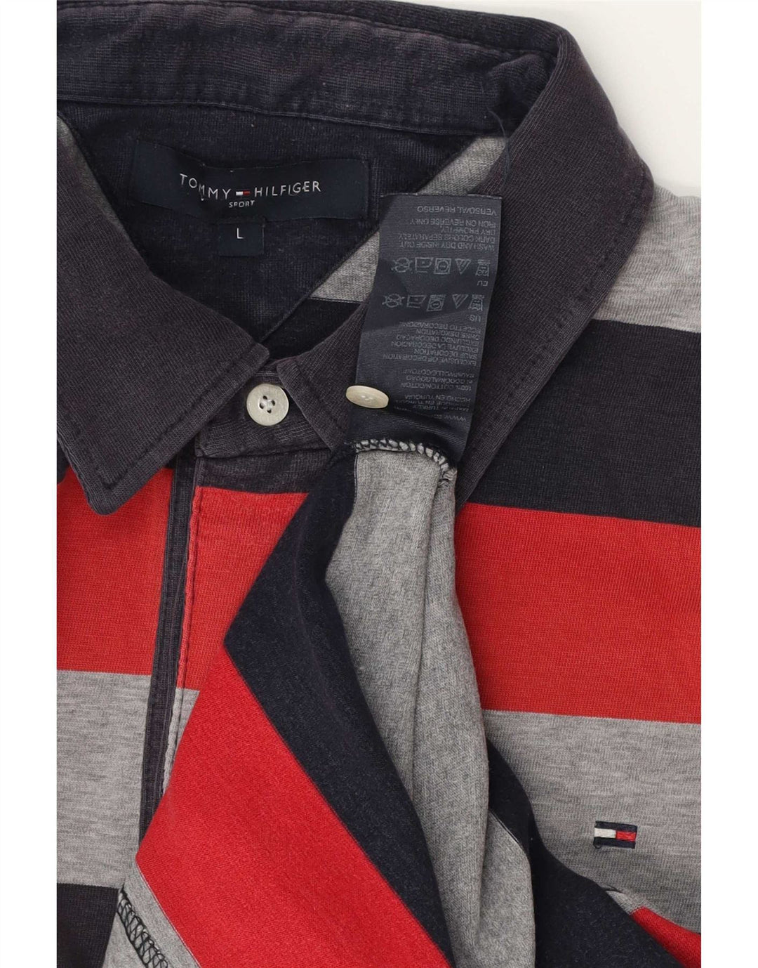 Ανδρικό πουκάμισο πόλο Tommy Hilfiger Μεγάλο πολύχρωμο βαμβακερό ριγέ