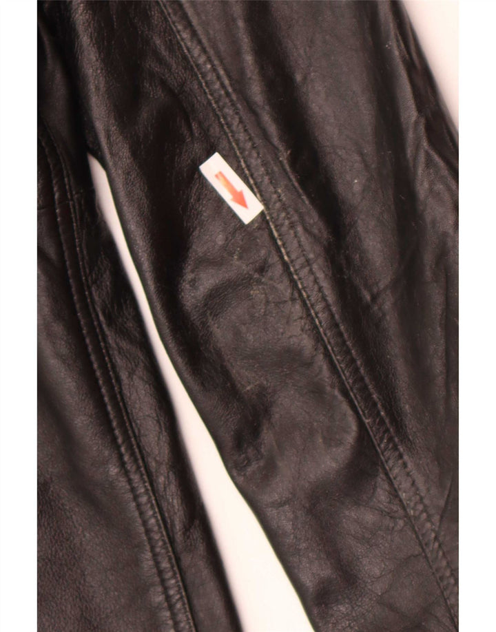 Vintage γυναικείο δερμάτινο σακάκι 3 κουμπιών UK 12 Medium Black