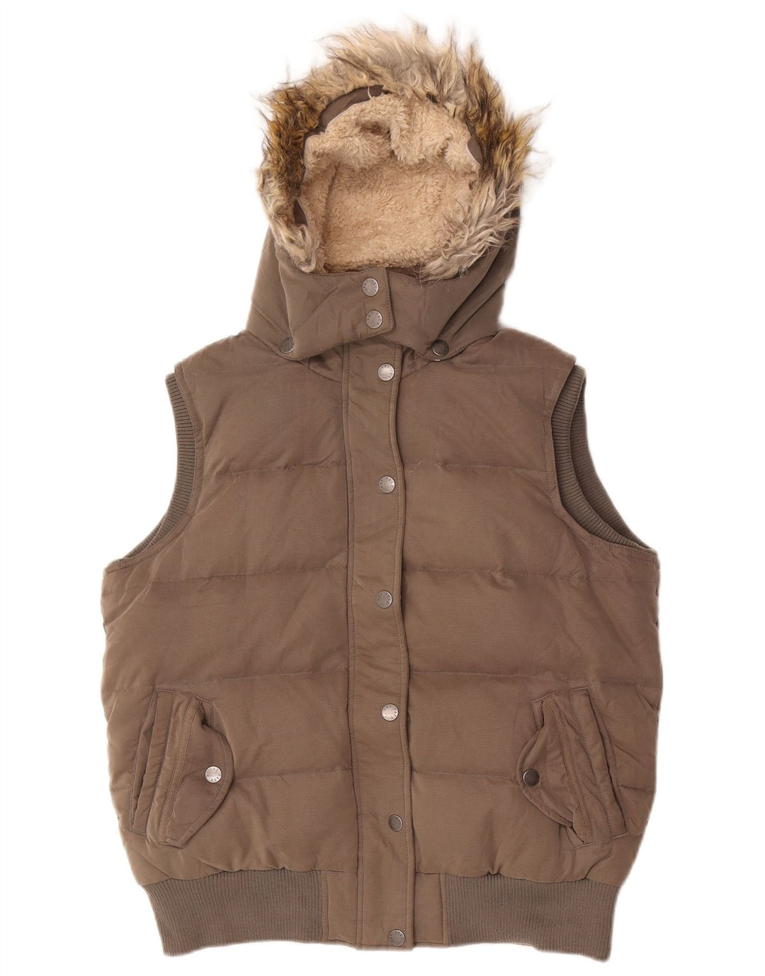 Fat Face Γυναικεία κουκούλα με επένδυση Gilet UK 14 Large Grey Polyester
