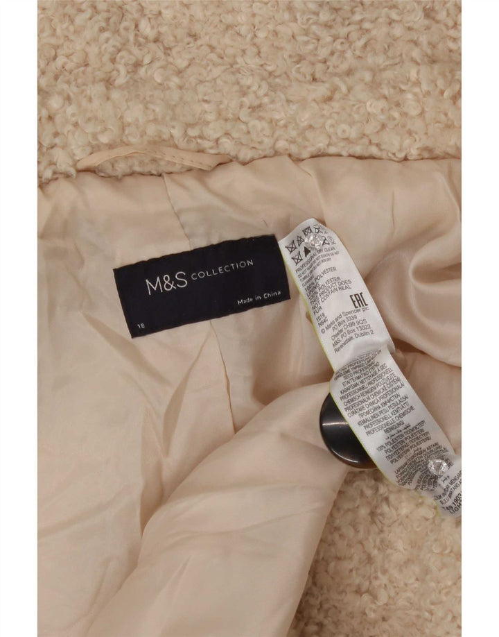 Marks & Spencer Womens Oversized Fleece Jacket UK 18 XL Beige Polyester