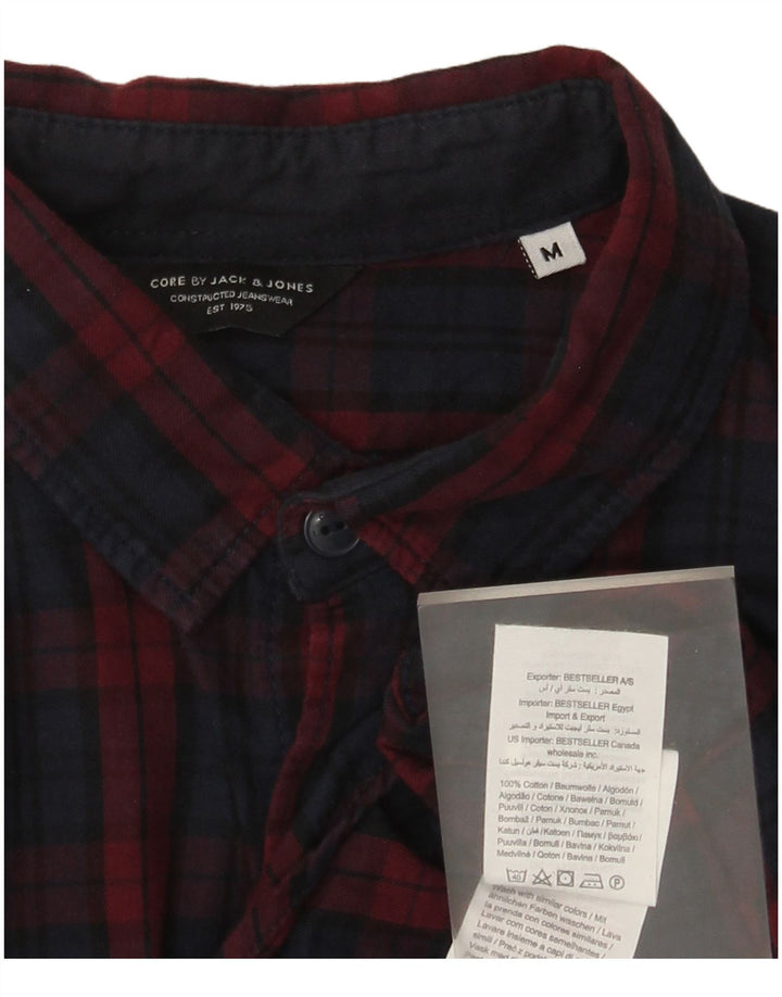Ανδρικό φανελένιο πουκάμισο Jack & Jones με μεσαίο μπλε ναυτικό καρό βαμβακερό