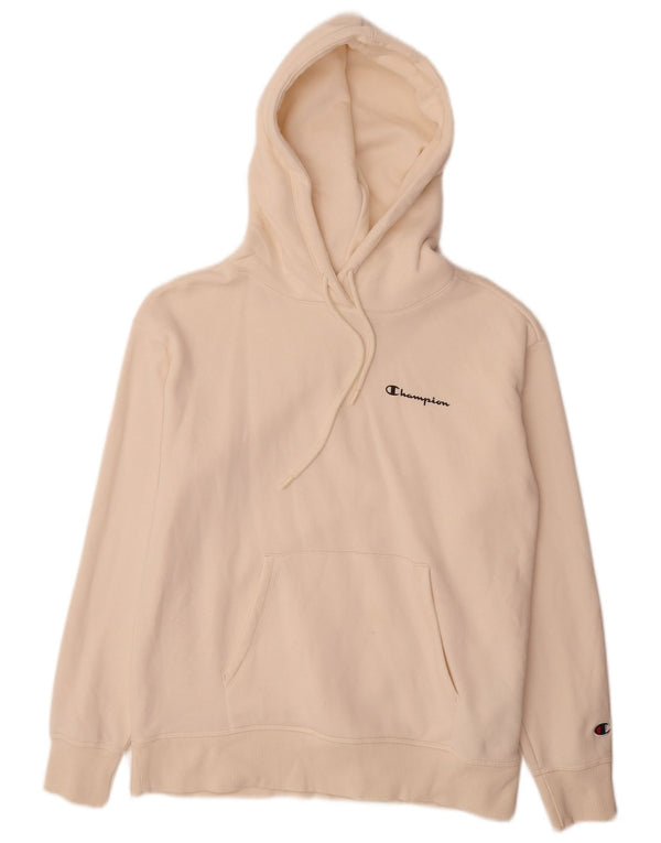 Champion Womens Hoodie Jumper UK 10 Small Off White Βαμβακερό