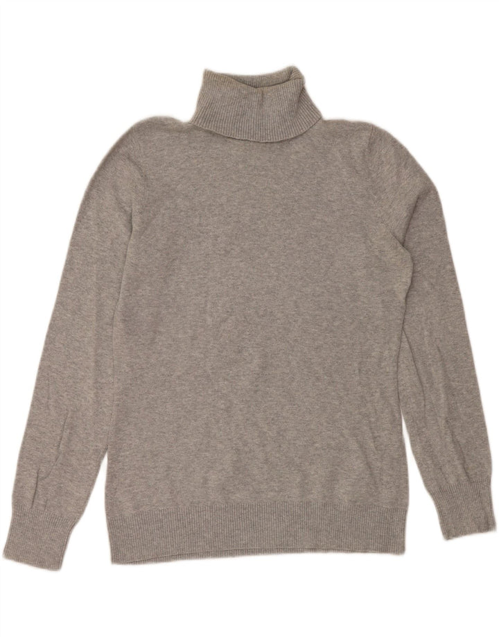 EDDIE BAUER Womens Roll Neck Jumper Sweater UK 12 Medium Grey Cotton Vintage Eddie Bauer and Second-Hand Eddie Bauer from Messina Hembry 