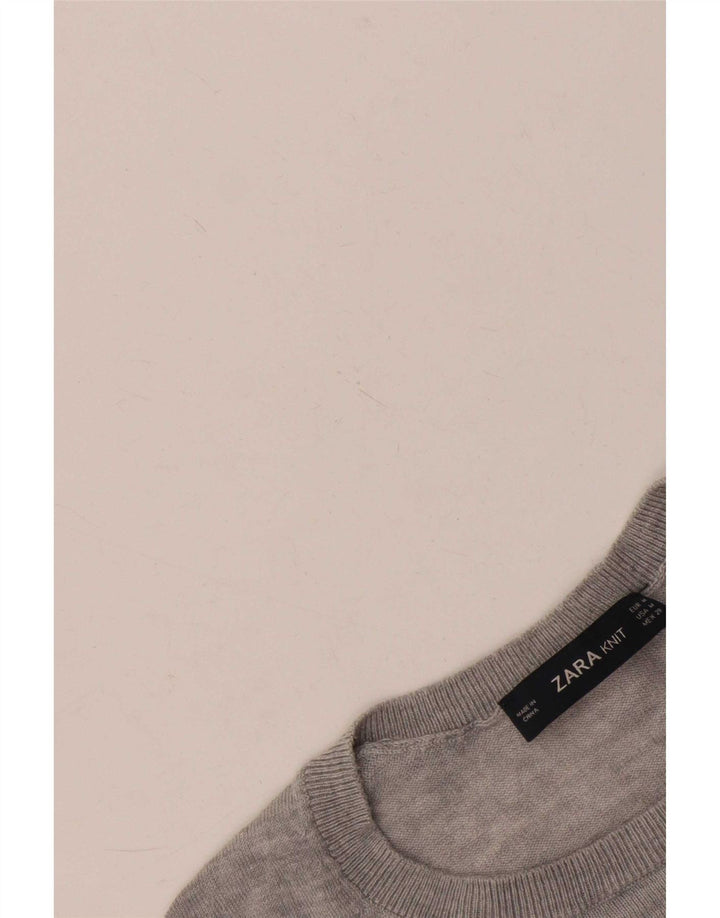 Zara Γυναικείο πουλόβερ με λαιμόκοψη UK 14 Medium Grey