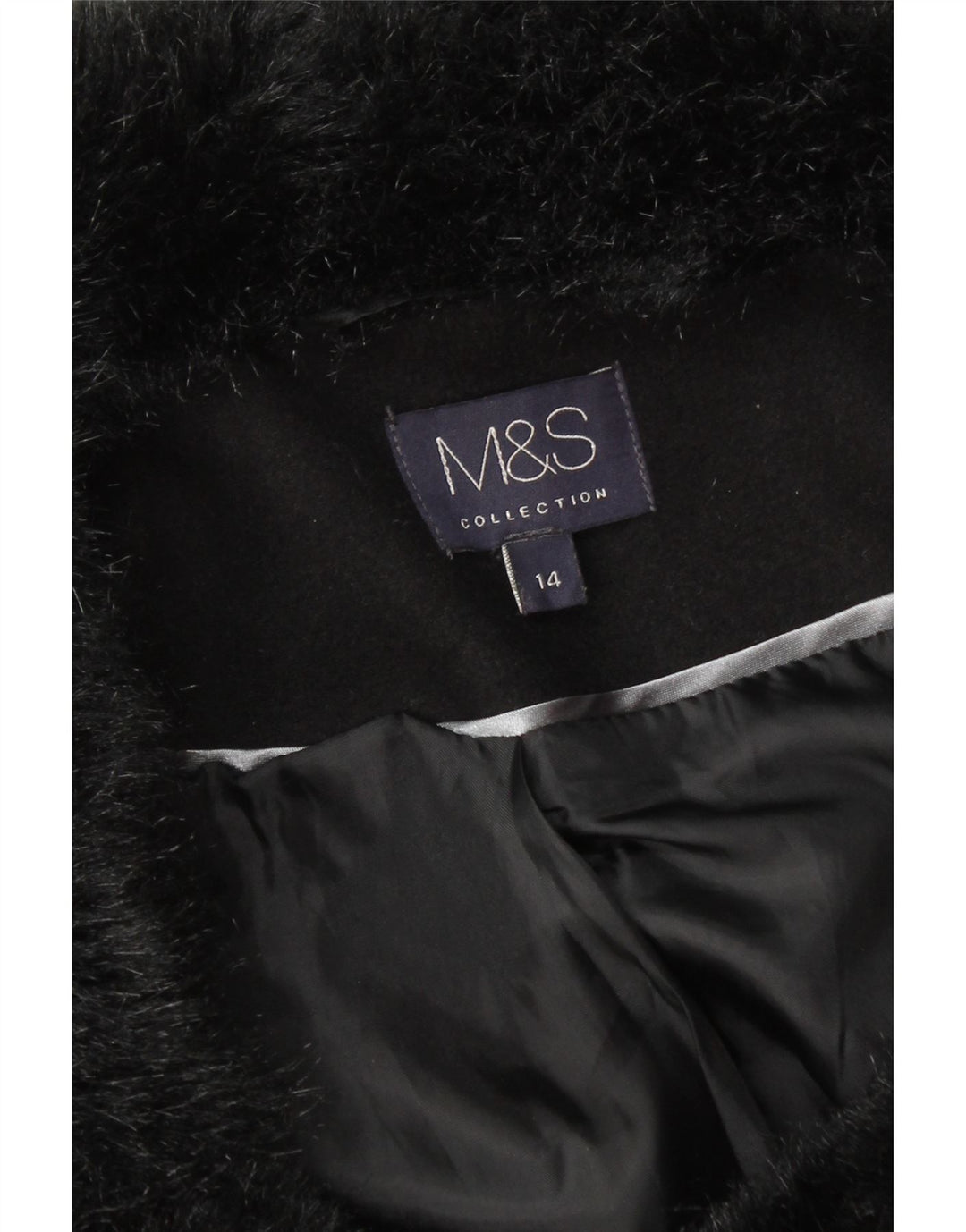 MARKS & SPENCER Womens Overcoat UK 14  Large Grey Polyester Vintage Marks & Spencer and Second-Hand Marks & Spencer from Messina Hembry 
