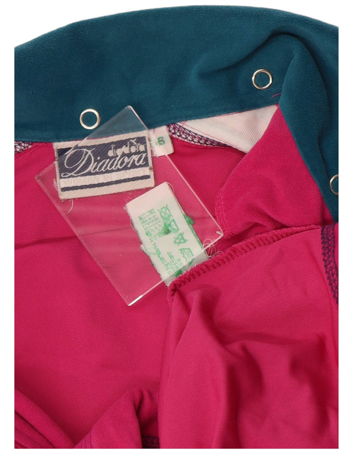 DIADORA Womens Oversized Tracksuit Top Jacket US 6 Medium Pink Geometric