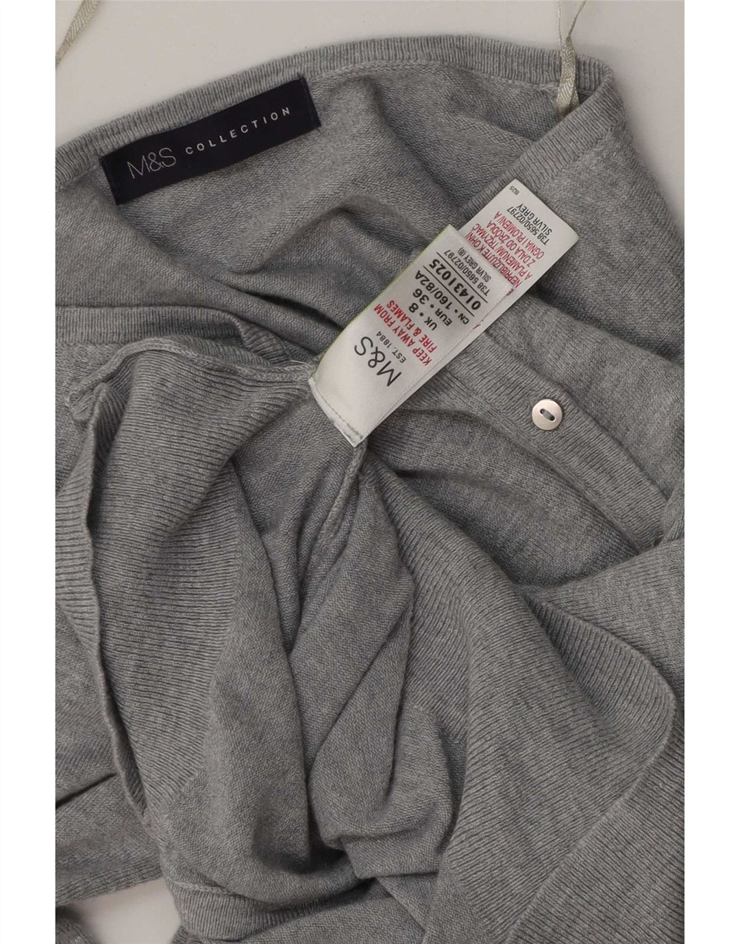 Marks & Spencer Γυναικεία ζακέτα πουλόβερ UK 8 μικρού γκρι βισκόζης