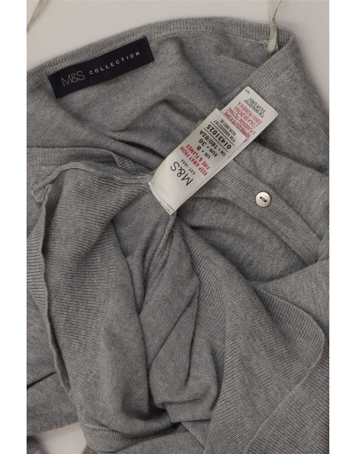 Marks & Spencer Γυναικεία ζακέτα πουλόβερ UK 8 μικρού γκρι βισκόζης