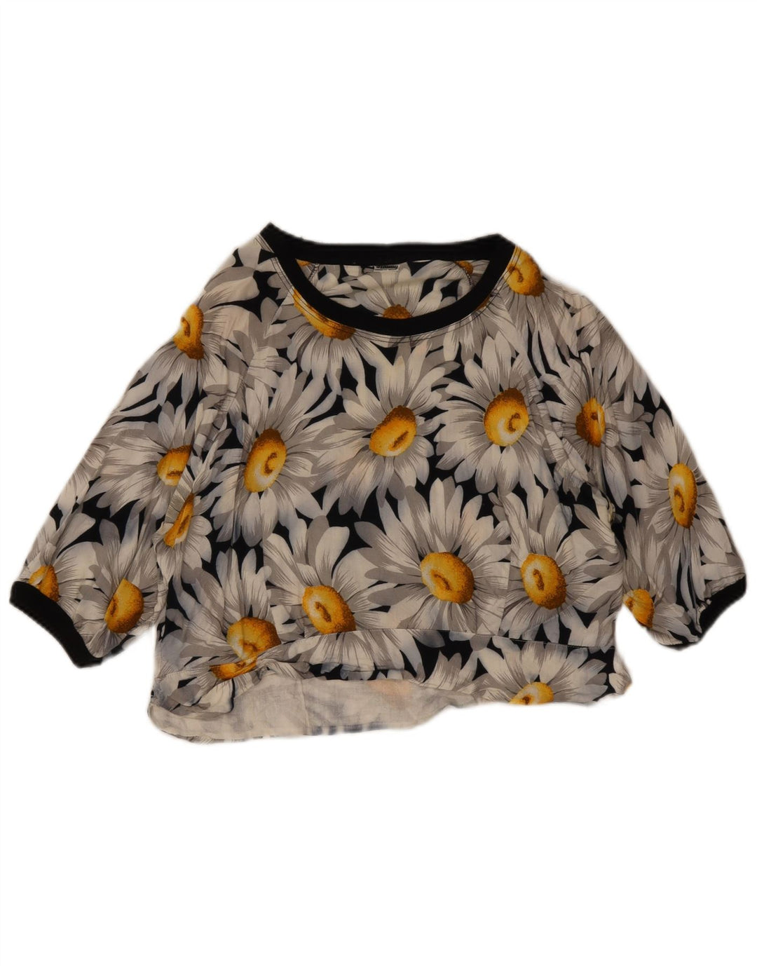 Vintage γυναικείο Crop Top UK 12 Medium Navy Blue Floral