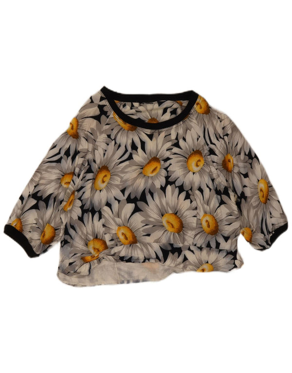 Vintage γυναικείο Crop Top UK 12 Medium Navy Blue Floral