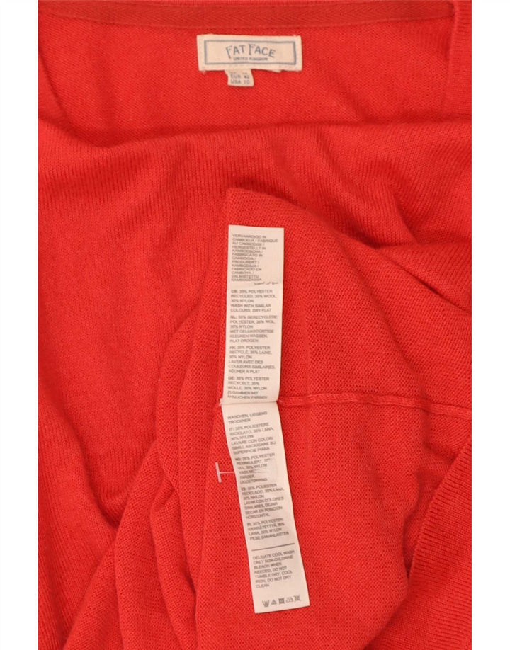 Fat Face Γυναικείο πουλόβερ με λαιμόκαυμα UK 14 Medium Red Polyester