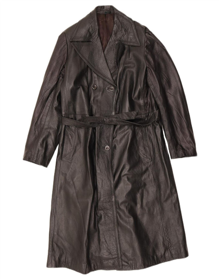 Vintage Γυναικείο Δερμάτινο Παλτό UK 18 XL Μαύρο