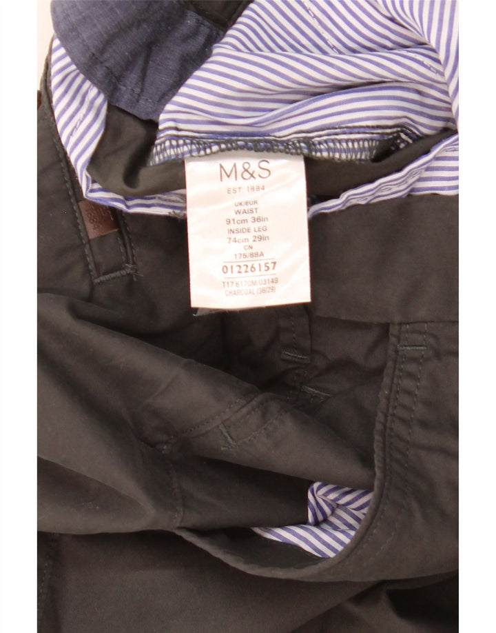 Marks & Spencer Ανδρικό παντελόνι Chino με κανονική εφαρμογή W36 L29 Γκρι βαμβακερό