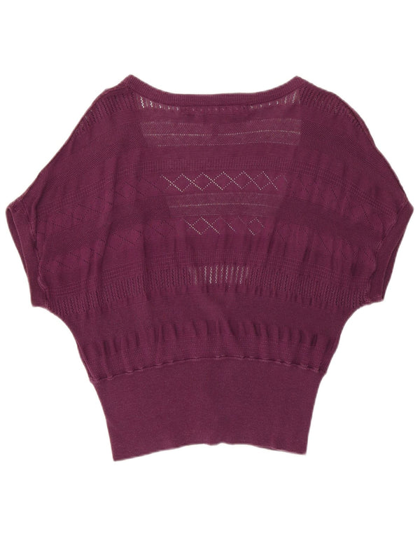 Γυναικείο χοντρό πρόσωπο με κοντό μανίκι Bolero Jumper UK 14 Μεγάλο μωβ βαμβακερό