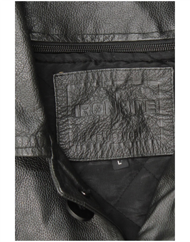 IRONSIDES Ανδρικό Δερμάτινο Μπουφάν UK 40 Large Μαύρο Δερμάτινο