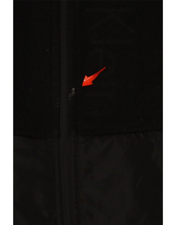 CALVIN KLEIN Womens Graphic Fleece Jacket UK 14 Medium Black Polyester