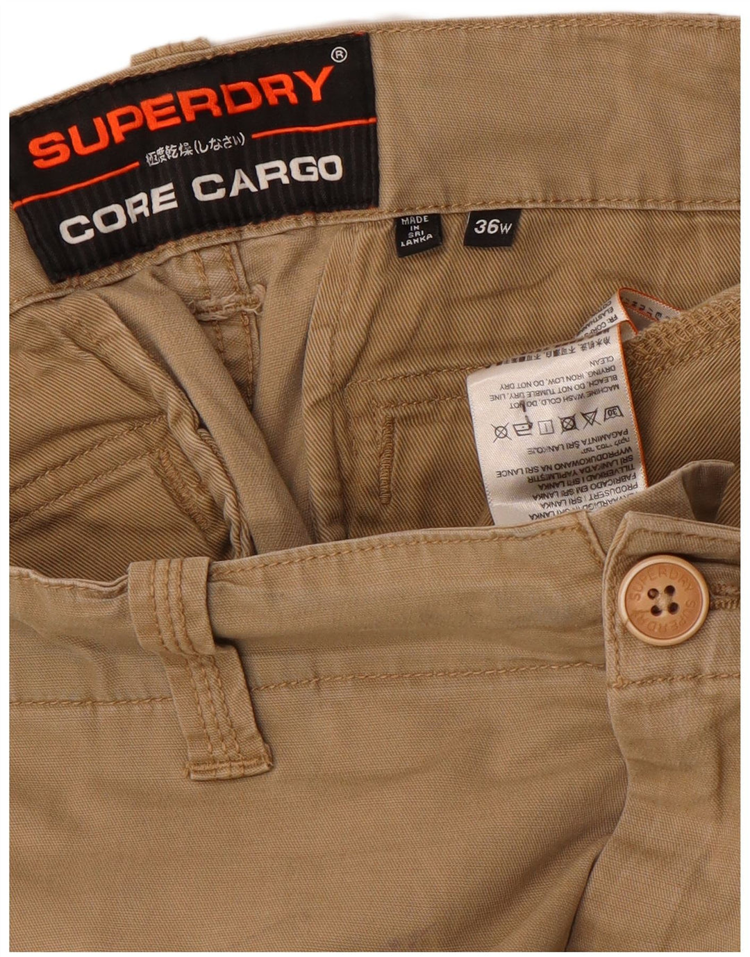 Ανδρικό σορτς Cargo Superdry W36 μεγάλο μπεζ βαμβακερό