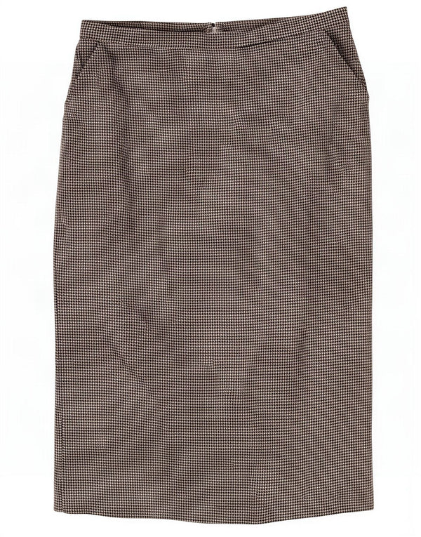Vintage Γυναικεία Midi Φούστα UK 10 Small W28 Grey Houndstooth
