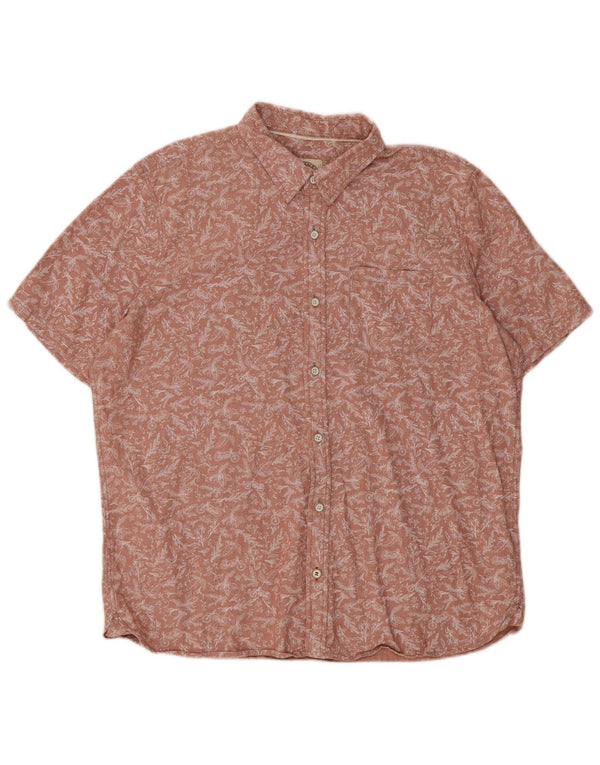 Fat Face Mens Short Sleeve Shirt XL Pink Floral Cotton