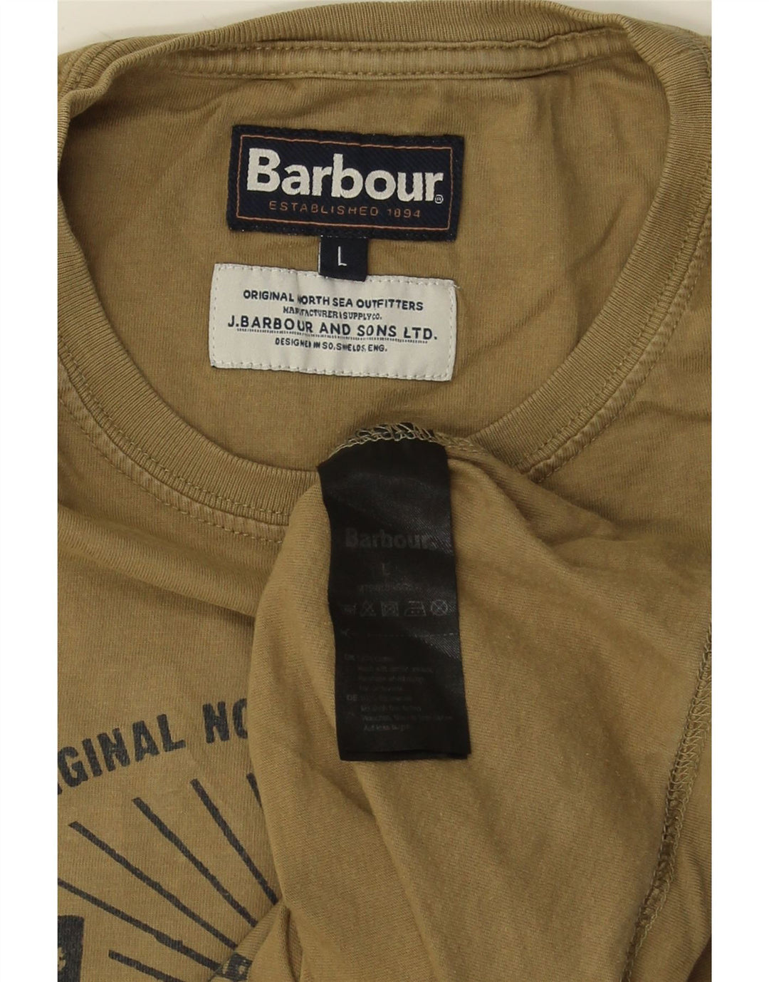 Ανδρικό γραφικό μπλουζάκι Barbour Top μεγάλο χακί βαμβακερό