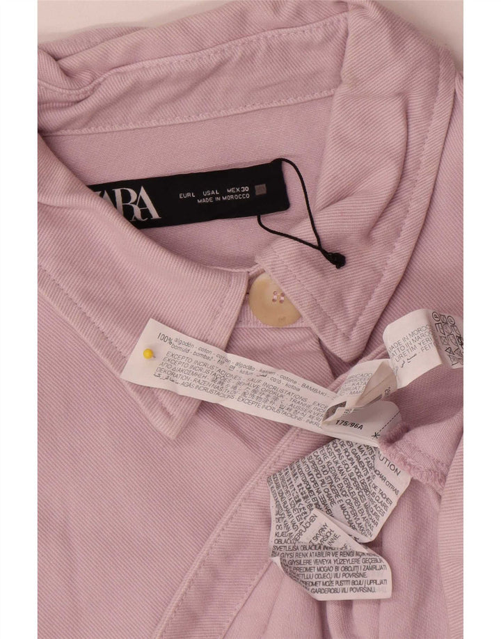 Zara Γυναικείο Crop Oversized Τζιν μπουφάν UK 16 μεγάλο ροζ βαμβακερό