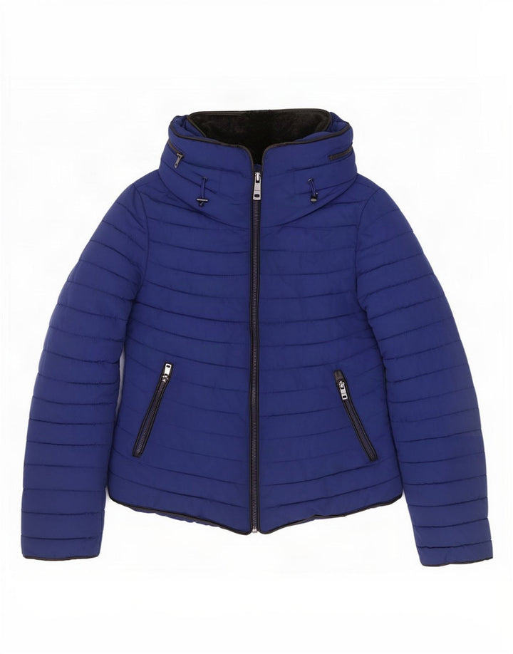 Zara Γυναικείο μπουφάν με κουκούλα UK 10 Small Blue