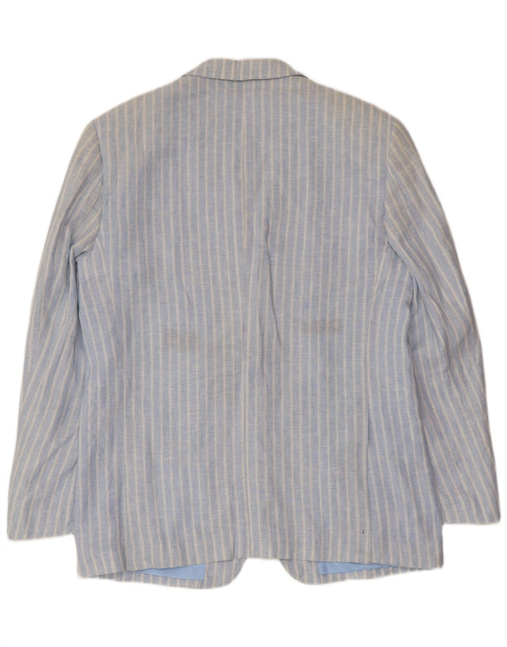 A.Basile Ανδρικό σακάκι σακάκι με 3 κουμπιά IT 50 μεγάλο μπλε ριγέ λινό