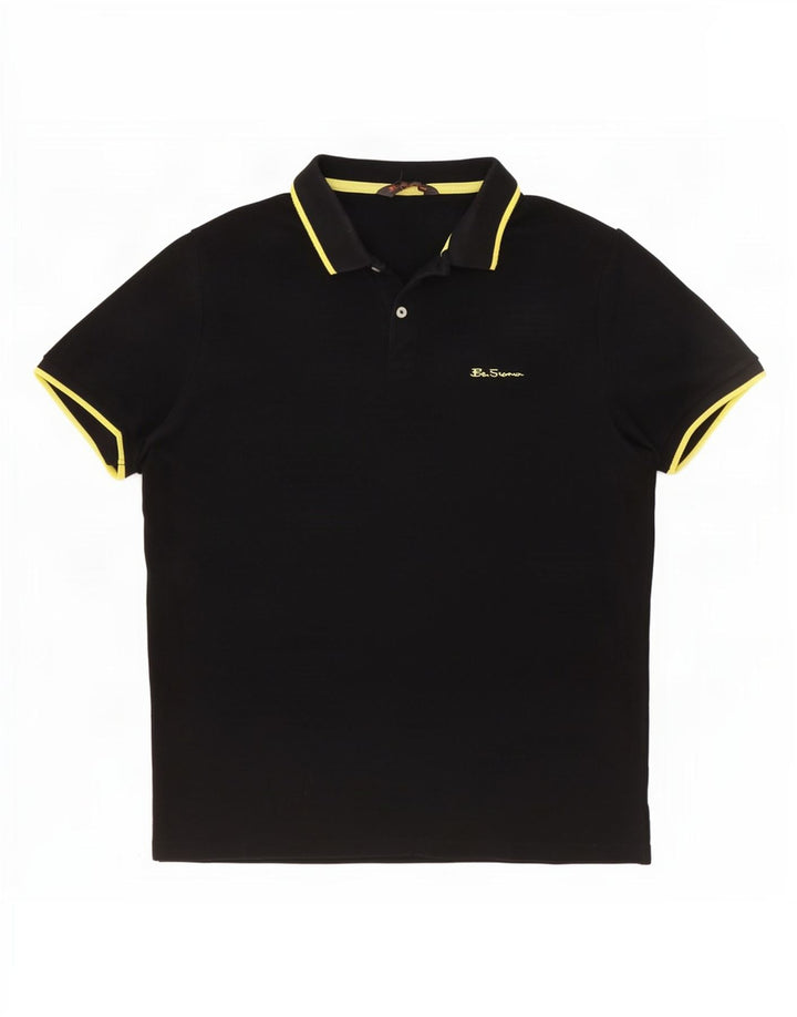 Ανδρικό μπλουζάκι πόλο Ben Sherman, μεσαίο μαύρο βαμβακερό