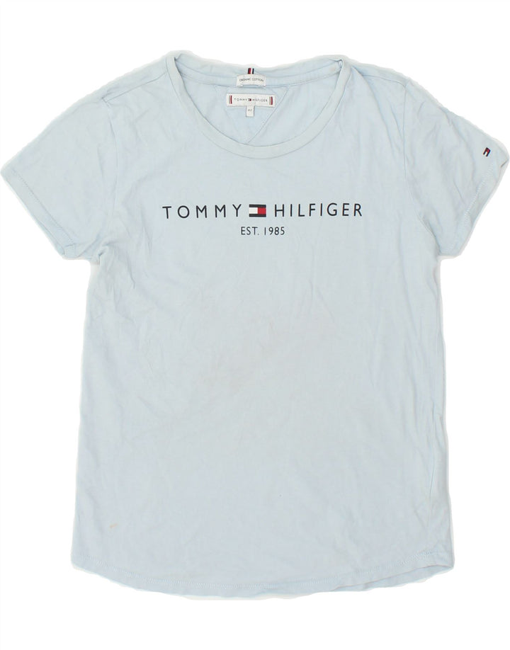 TOMMY HILFIGER Girls Graphic T-Shirt Top 11-12 Years Blue Cotton | Vintage Tommy Hilfiger | Thrift | Second-Hand Tommy Hilfiger | Used Clothing | Messina Hembry 