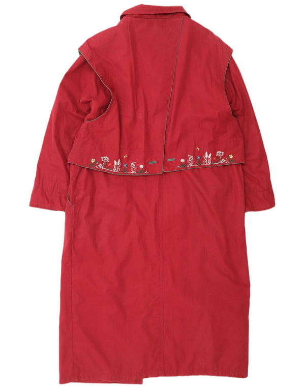 Γυναικείο παλτό Julius Lang UK 16 Μεγάλο κόκκινο φλοράλ βαμβακερό