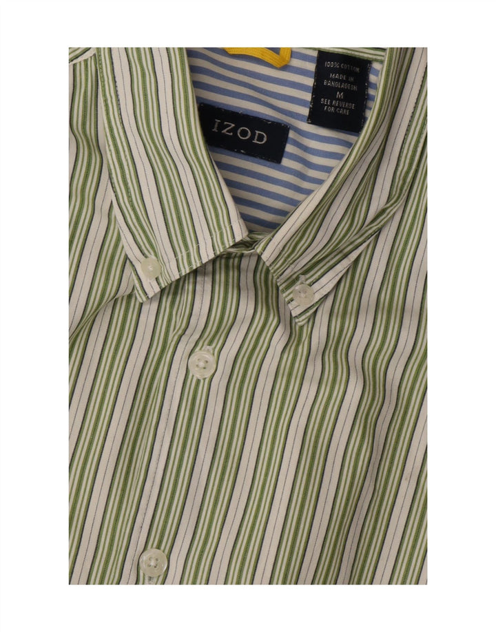IZOD Mens Short Sleeve Shirt Medium Green Striped Cotton Vintage Izod and Second-Hand Izod from Messina Hembry 