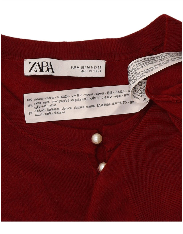 Zara γυναικείο πουλόβερ με κουμπιά λαιμόκοψη UK 12 μεσαία μπορντό βισκόζη