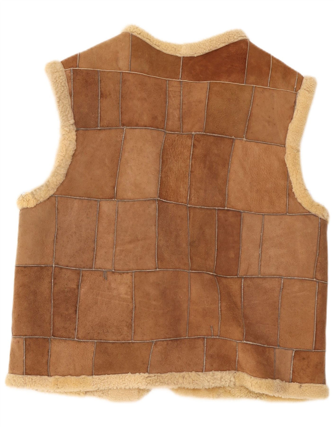Vintage Ανδρικό Shearling Gilet UK 42 XL Brown