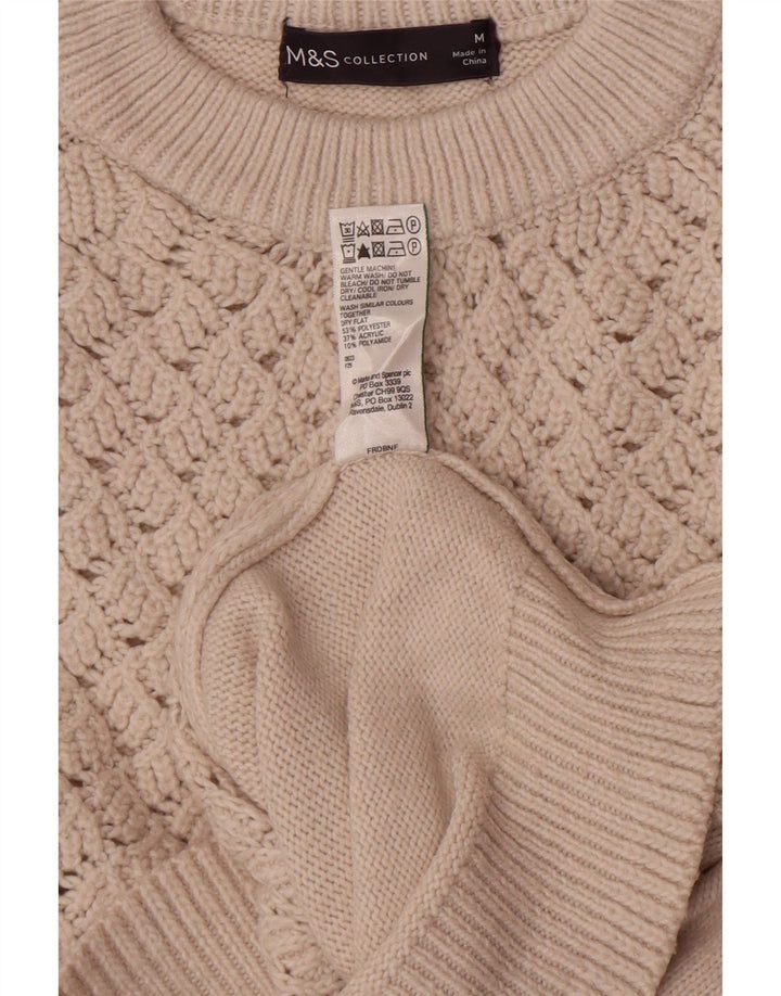 Marks & Spencer Γυναικείο πουλόβερ Crop Crew Neck Jumper UK 14 Medium Beige