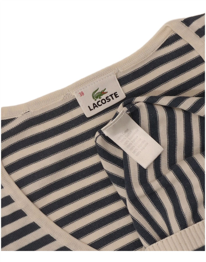 Γυναικείο πουλόβερ Lacoste με λαιμόκοψη με λαιμόκοψη μεγέθους 38 Μεσαίο μπλε ριγέ