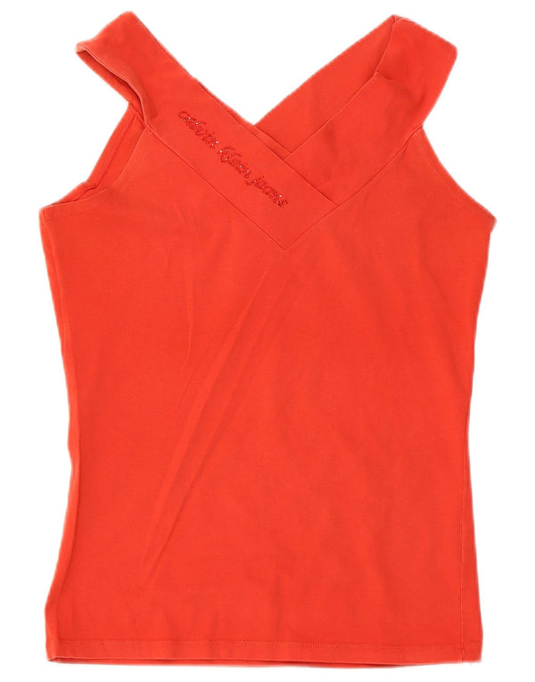 Calvin Klein Jeans Γυναικείο Γιλέκο Τοπ UK 14 μεγάλο κόκκινο βαμβακερό
