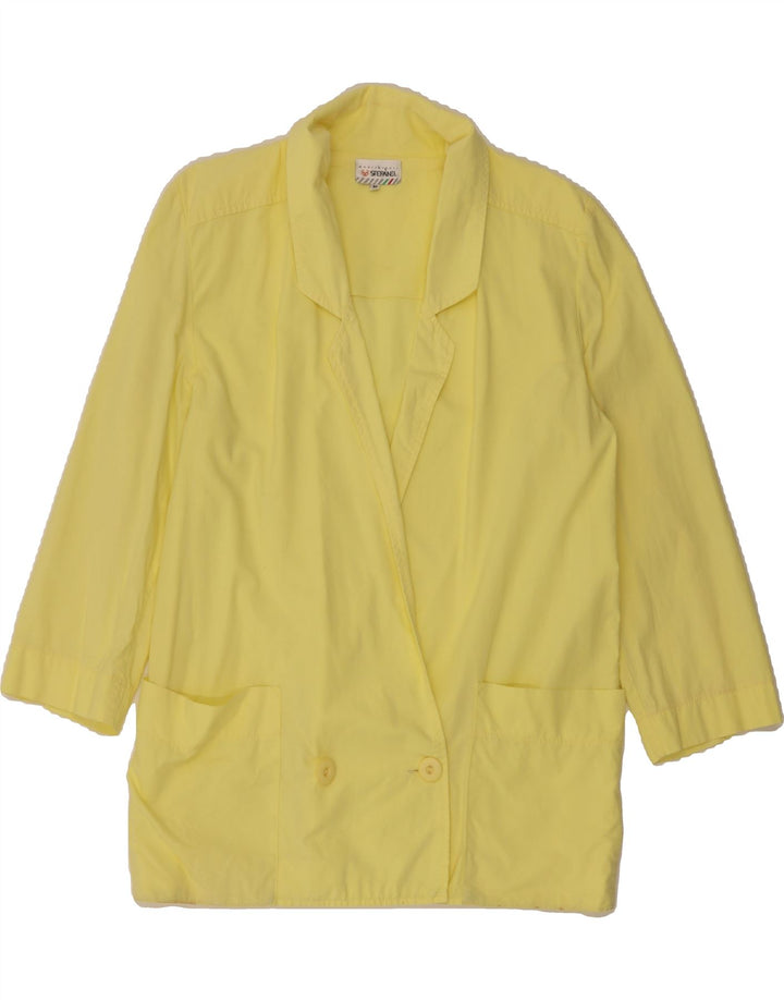 STEFANEL Womens Longline Double Breasted Blazer Jacket UK 14 Medium Yellow Vintage Stefanel and Second-Hand Stefanel from Messina Hembry 