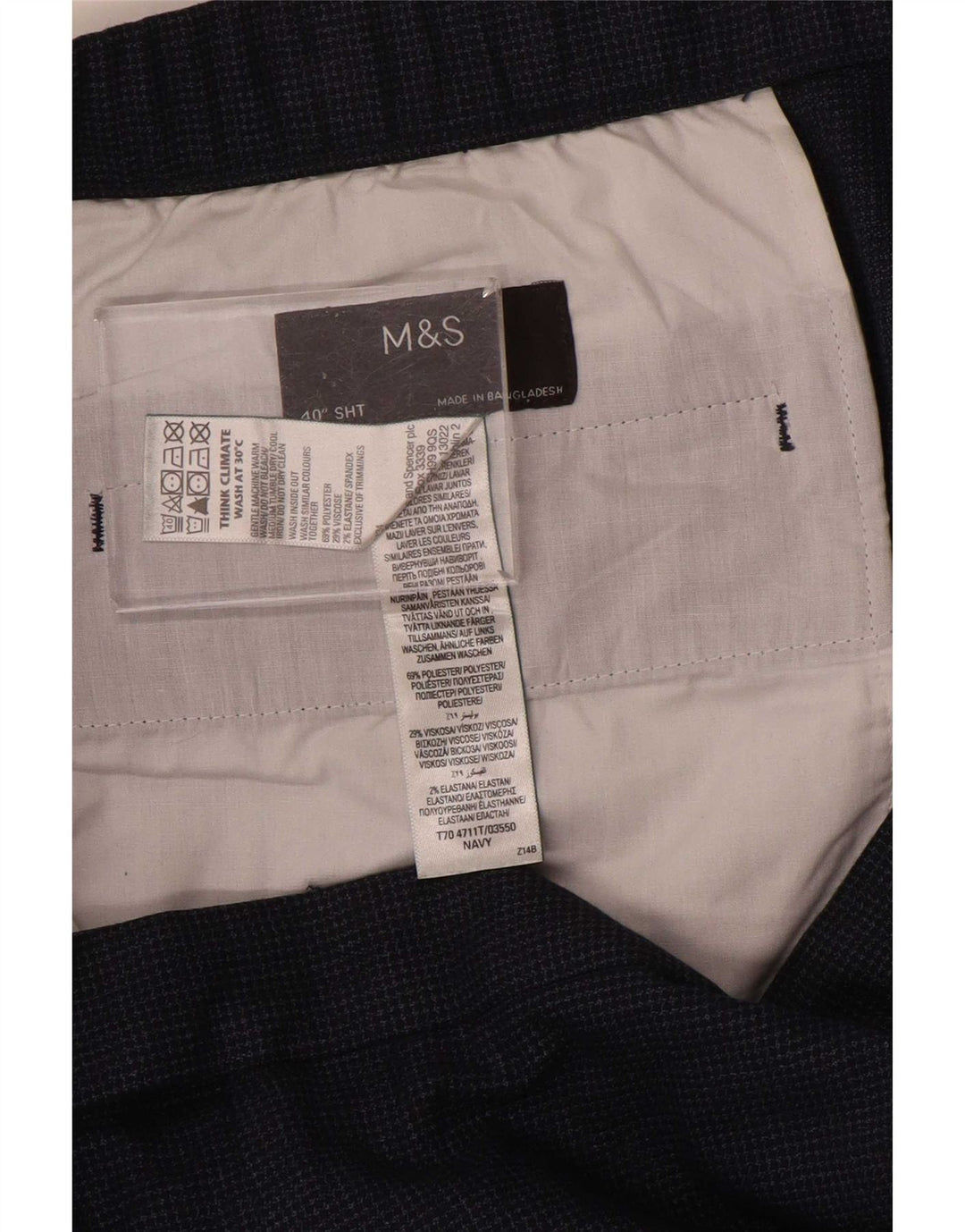 Ανδρικό ίσιο παντελόνι Marks & Spencer W40 L29 Navy Blue Houndstooth