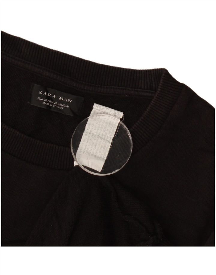 Zara Ανδρικό Φούτερ Jumper XL Μαύρο γεωμετρικό βαμβακερό