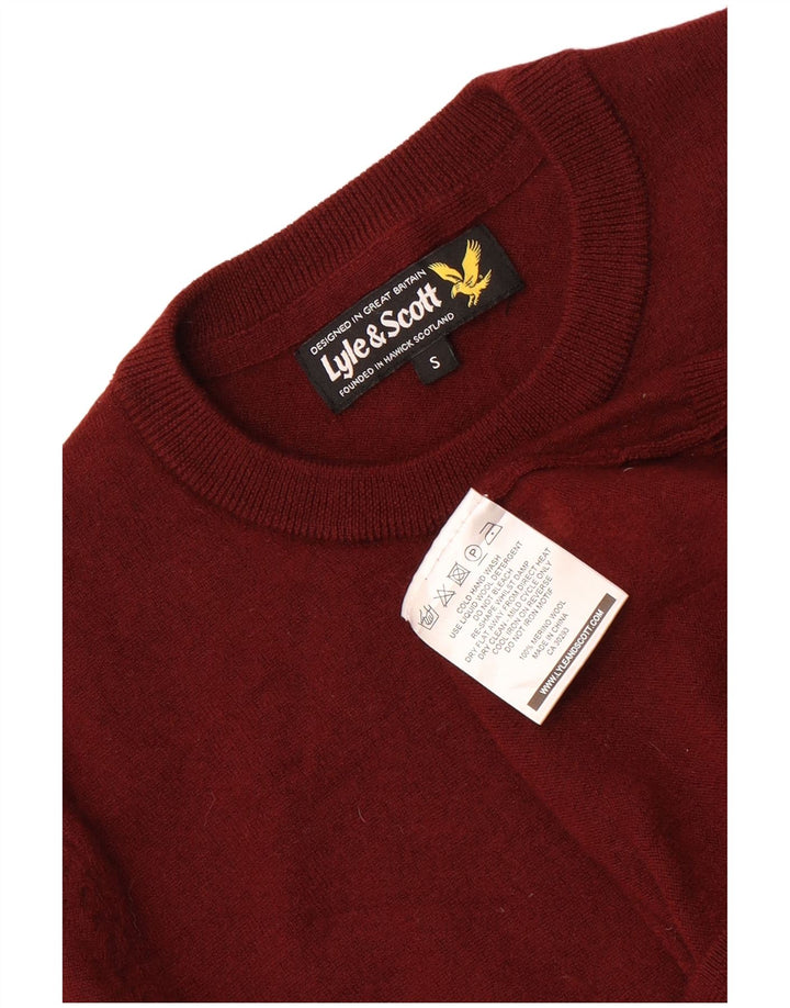 Ανδρικό πουλόβερ με λαιμόκοψη Lyle & Scott Small Maroon Μαλλί Merino