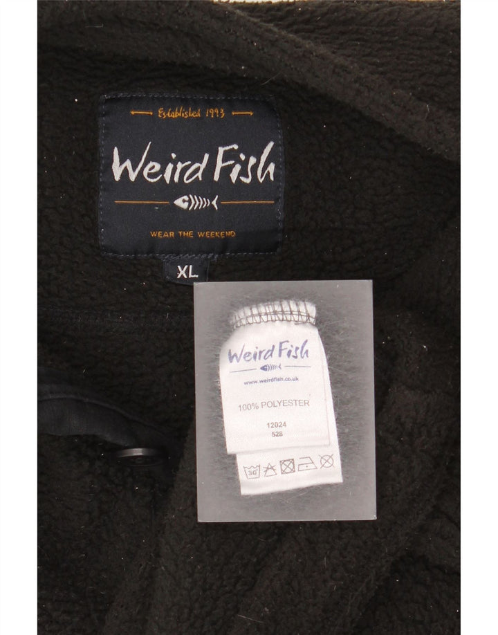 Weird Fish Mens Button Neck Fleece Jumper XL Black Polyester