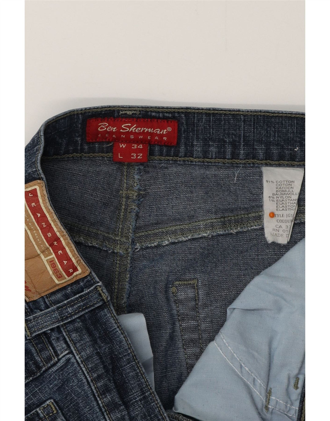 BEN SHERMAN Ανδρικό Slim Jeans W34 L32 Μπλε βαμβακερό