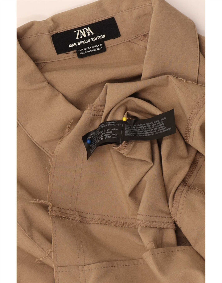 Ανδρικό πουκάμισο Zara σε μεσαίο μπεζ πολυεστέρα