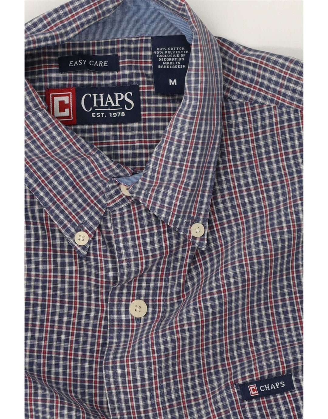 Ανδρικό πουκάμισο Chaps, μεσαίο μπλε βαμβακερό Gingham