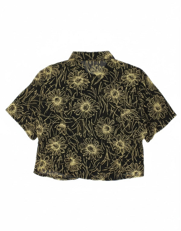 CLOCK HOUSE Γυναικείο κοντομάνικο πουκάμισο Μπλούζα IT 40 Small Black Floral